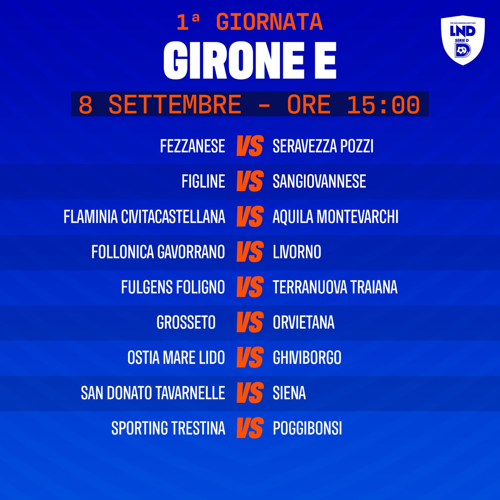 Prima giornata calendario 24/25 Serie D