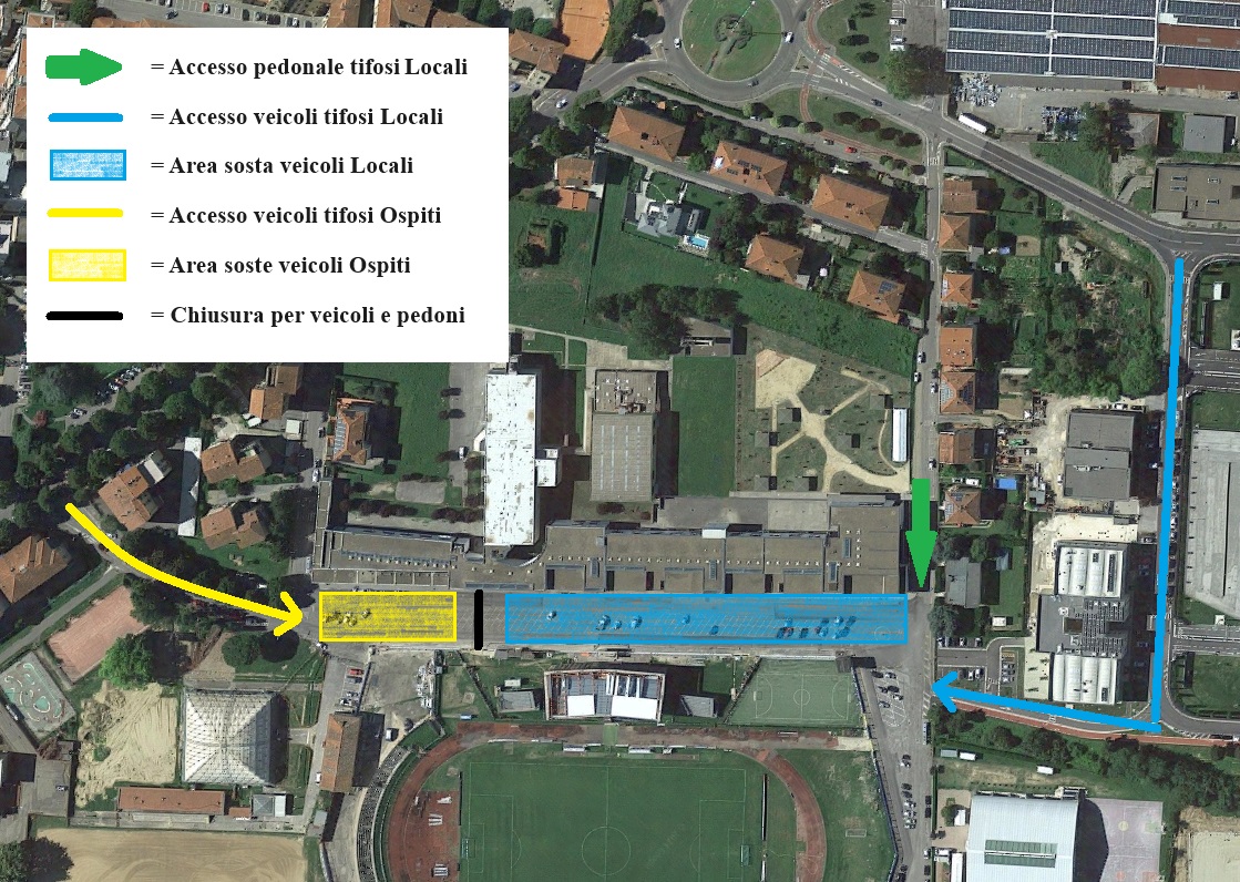La mappa di accesso all'area dello stadio per la partita Sangiovannese - Figline
